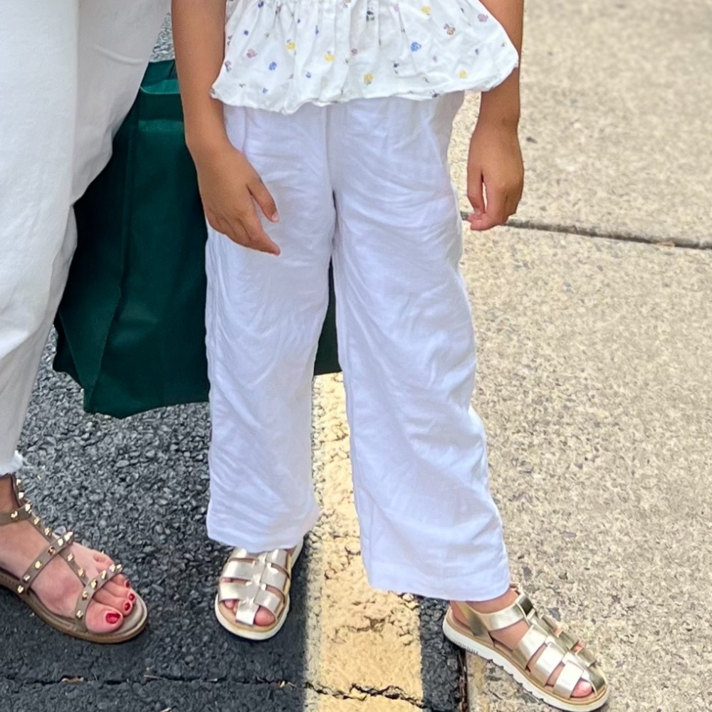 White linen Crewcuts girls pants